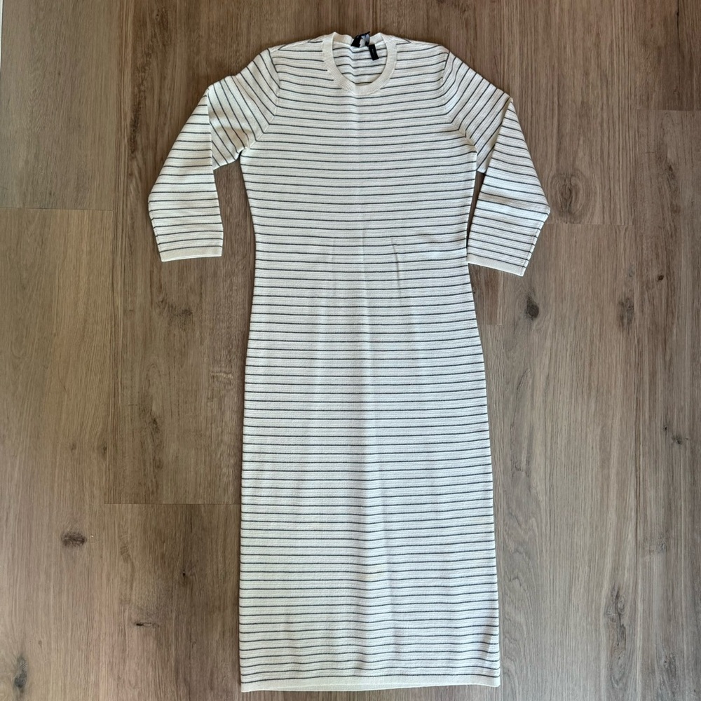 Theory knit striped midi dress 3/4 sleeve